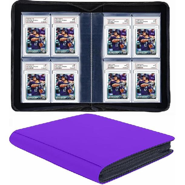 40 Pockets Graded Card Binder, Toploading PSA Slab Holder Album, PU Leather Graded Card Storage Binder, Premium 4 Pocket PSA Card Binder Album with