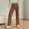 Straight Leg Elastic Button Business Casual Work Pants Knitted Elastic Waist Casual Pants