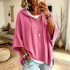 Maglione da Donna Colorato con Cappuccio e Coulisse, Maniche a Tre Quarti, Vestibilità Larga, Top Casual