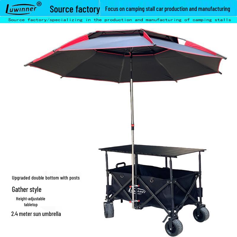 Foldable Liftable Large Table with Sunshade for RV, Camping, Fishing, Picnic, and Food Trucks