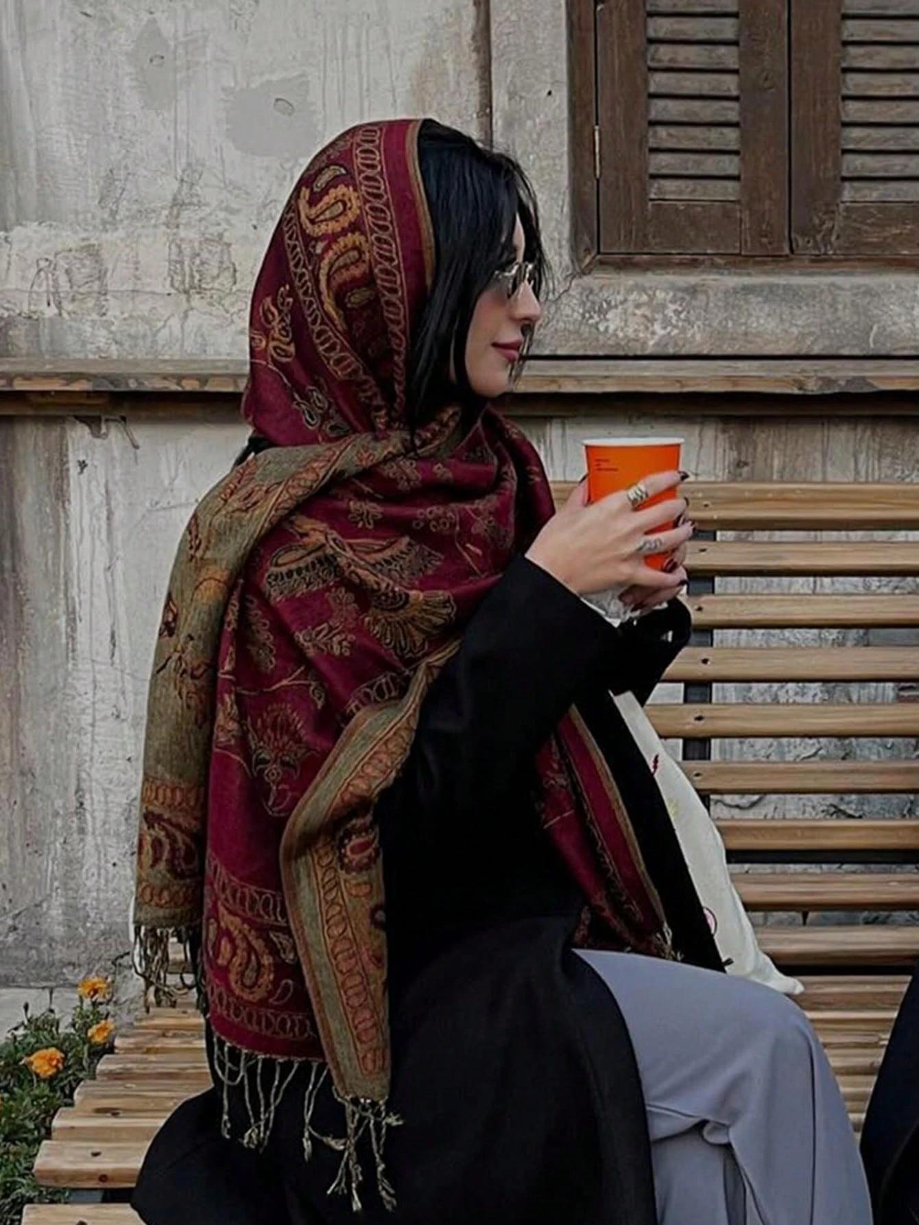 

Winter Cashmere Pashmina Women Shawls And Wraps Women Floral Luxury Lady Warm Thick Scarves Blanket 70x190cm