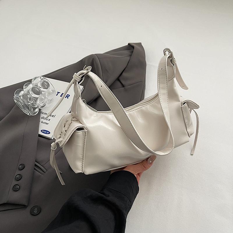 Soft leather bag for women retro texture red monochromatic versatile shoulder shopping women's bags