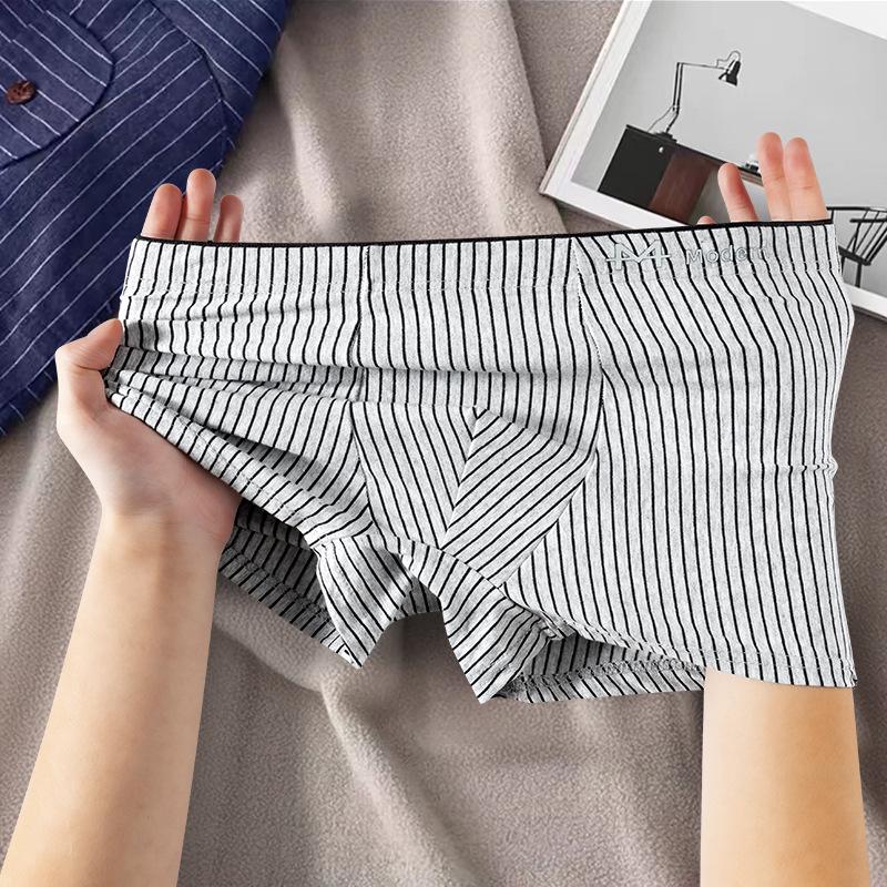 Striped Cotton Men's Boxer Briefs - Comfortable, Breathable Underwear for Teens and Adults
