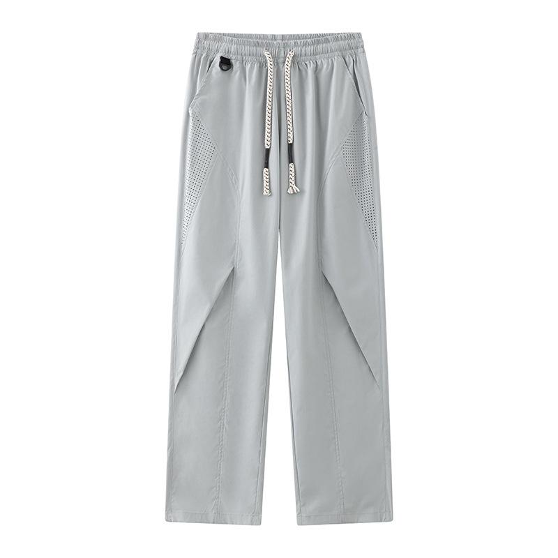 Outdoor mesh breathable sports overalls men's summer thin loose design straight wide-leg casual long pants