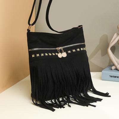 Quasten-Schultertasche Damen-Tragetasche Vintage Große Kapazität Umhängetasche