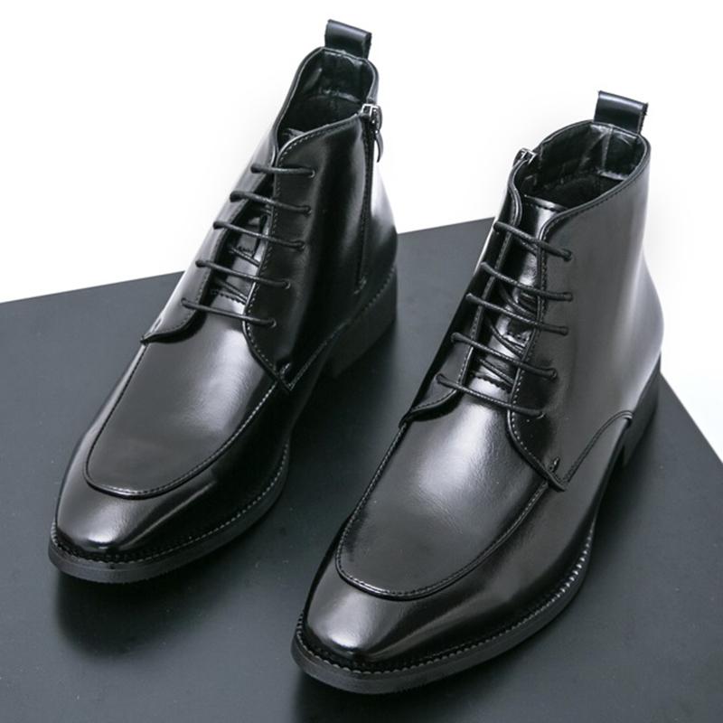 Fashion Wniter Designer Fashion New Male Pointed Black White Lace Up Ankle Boot Men Casual Luxury High Top Platform Shoes Zapatos Hombre