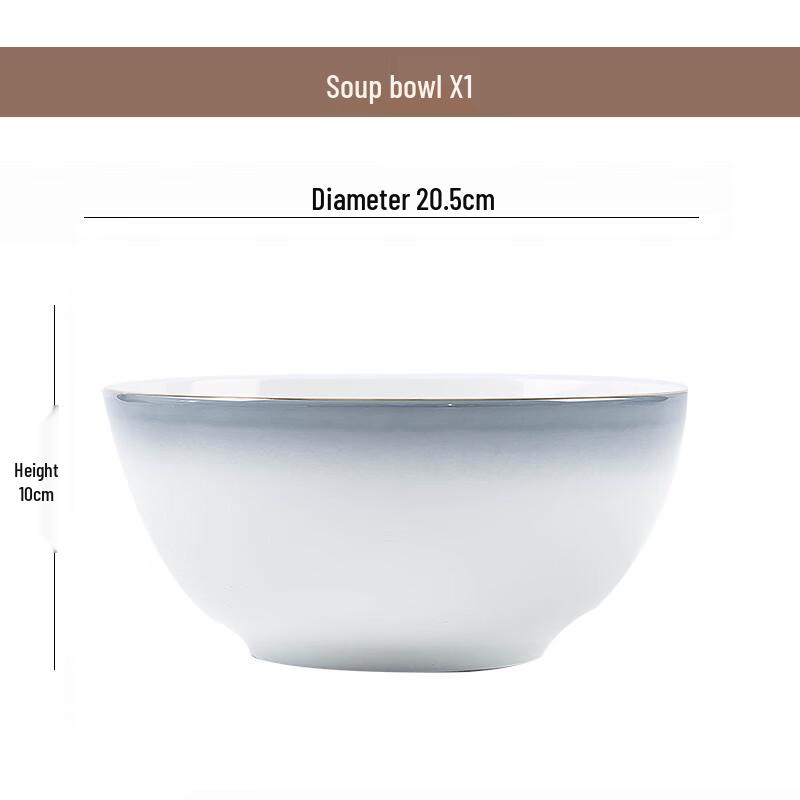 Jingdezhen Nordic Gradient Grey Ceramic Tableware 8 inch