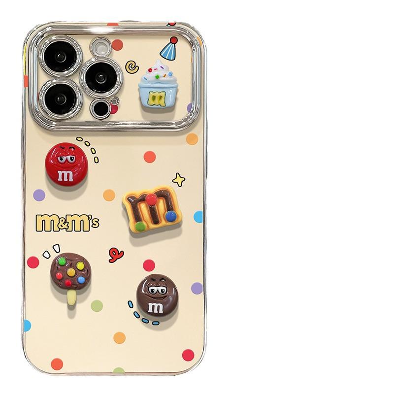 3D Electroplated Cartoon M Bean Bracelet Case for Apple iPhone 11X-17 Pro Max iPhone 17 Air