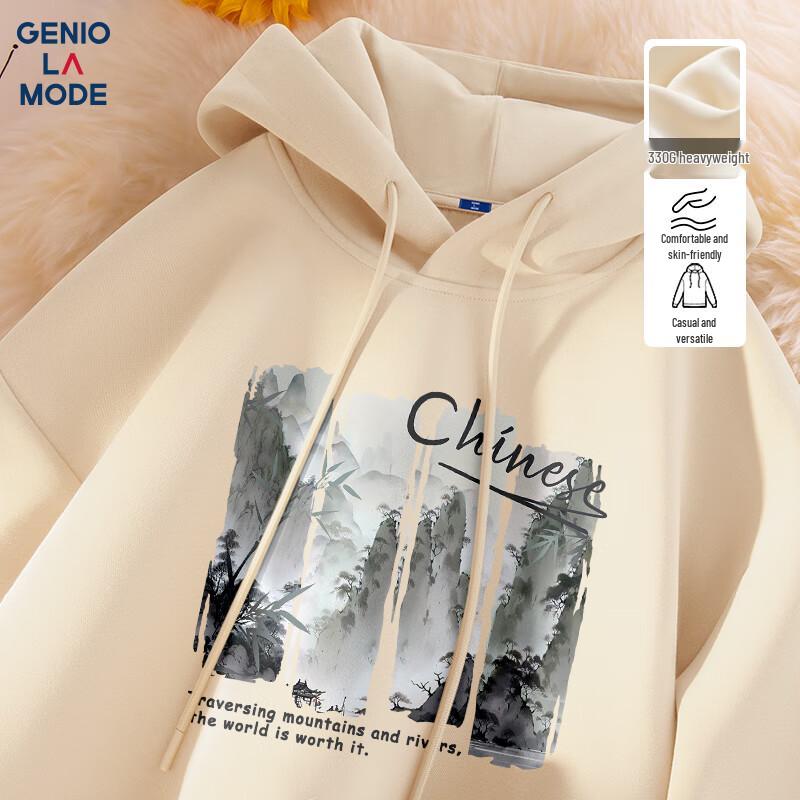 

GENIOLAMODE Men s Chinese Landscape Graphic Hooded Sweatshirt 3XL