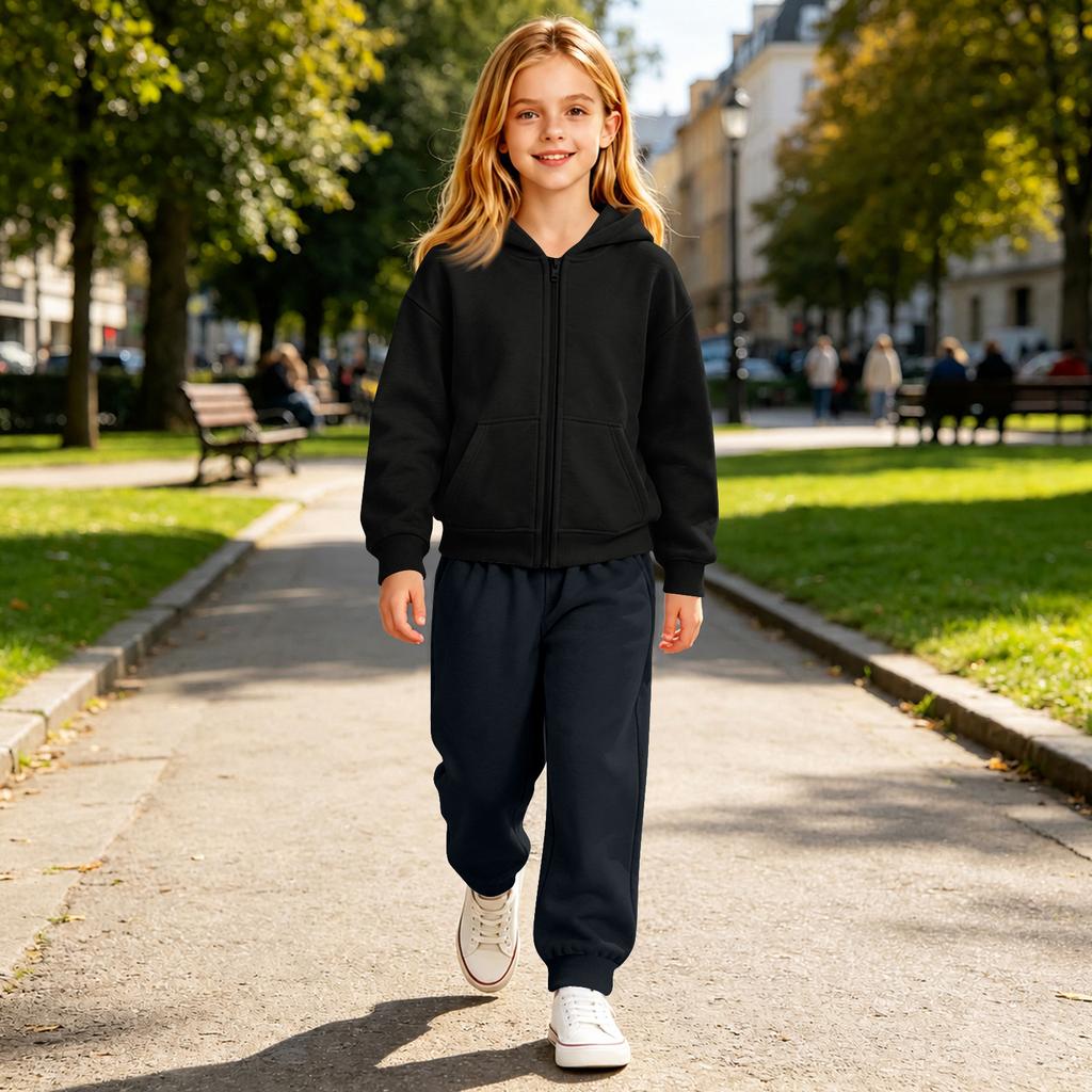 Completo Felpa con Cappuccio e Pantaloni Tuta Unisex per Bambini, Tuta Sportiva Casual per Ragazzi e Ragazze