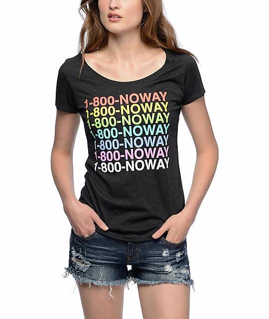 

A-Lab Womens 1-800 No Way Black Scoop Neck T-Shirt New S, M, L 2XL