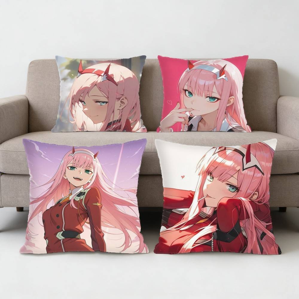 Darling In The Franxx Anime Girl Pillow Case Antidustmite Pillowcase Invisible zipper silky Sofa cushion cover for bedroom