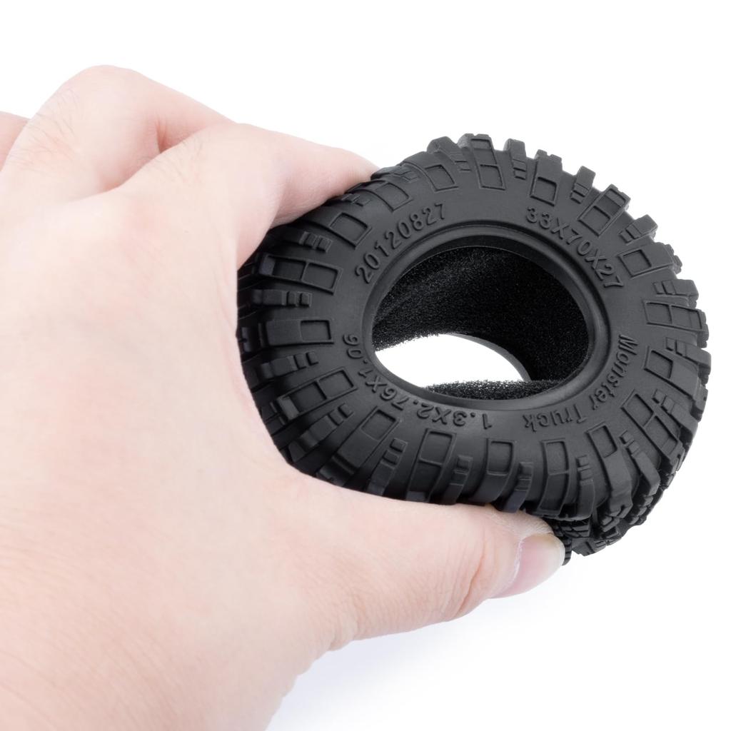 TRZX 1/18 Scale Traxxas TRX4M TRX4-M RC Crawler Car 4-Piece 1.3" Soft Rubber Wheel Tires, 70mm, Upgrade Parts (#B)