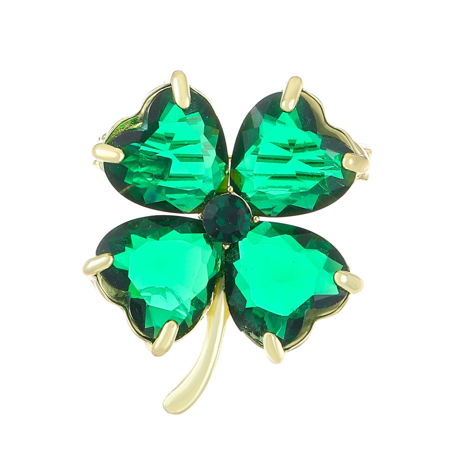 

Четырехлепестковая брошь в виде травы, женская, креативный циркон, изумрудный корсаж, антисветовая булавка