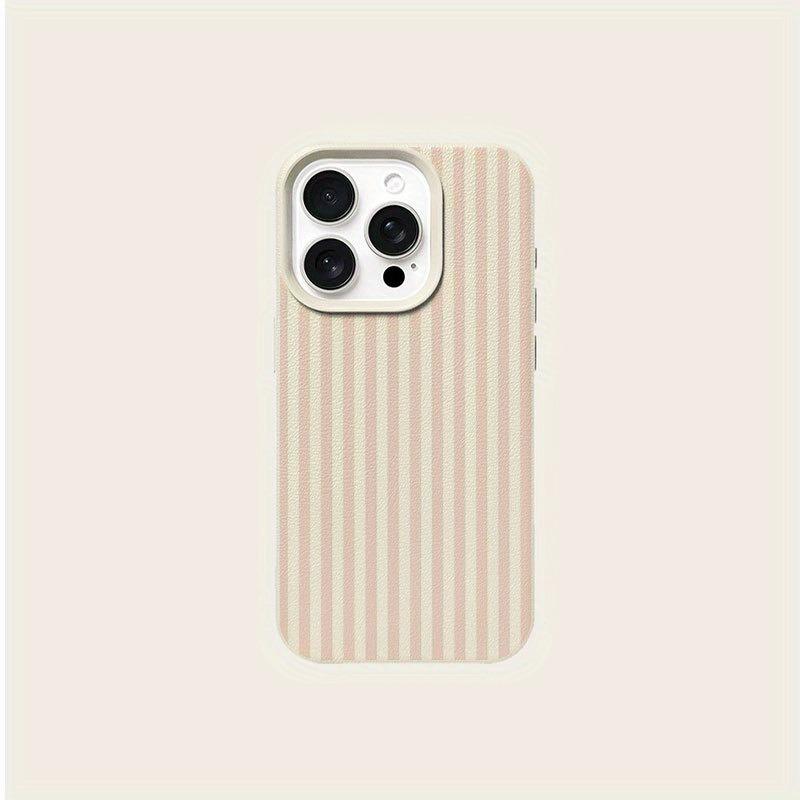 Pink and White Striped Phone Case For iPhone 17 Pro 16 15 14 13 12 14 Pro Max Air 16E X XR XS Max Plus Soft TPU Cover Cases