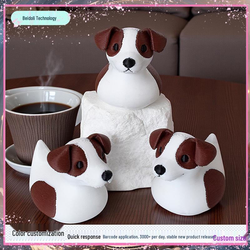 Adorno Creativo de Patito Lindo y Jack Russell Terrier de Simulación Impreso en 3D