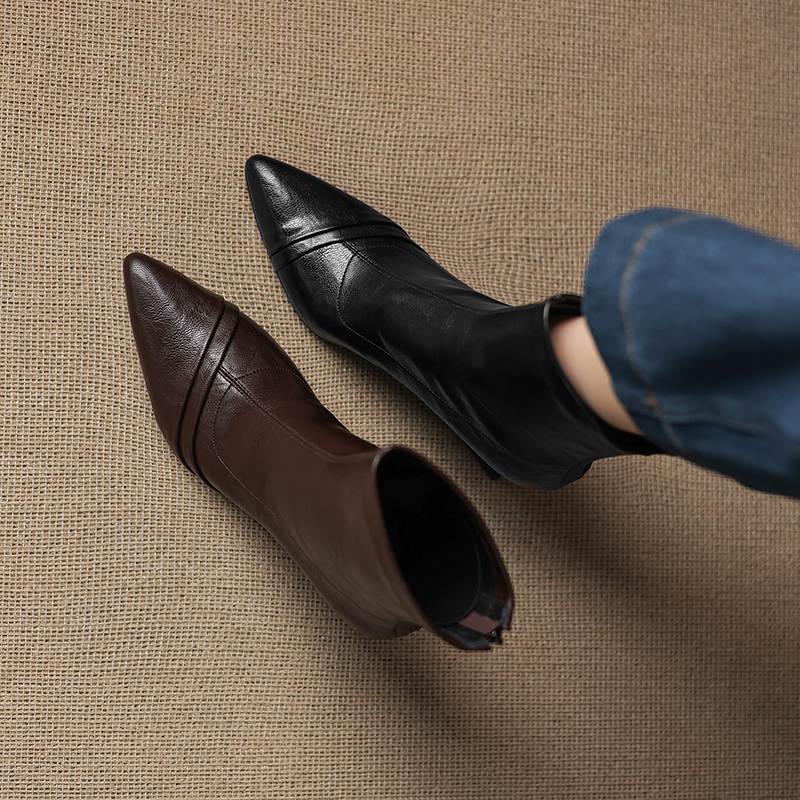 Krazing Pot Microfiber Pointed Toe Thin High Heels Modern Boots Size 42 Zip Plus Size Women Elastic Ankle Boots