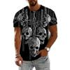 Summer Round Neck 3D Vintage Horror Skull Print Top Fashionable Casual Short Sleeved Men's T-shirts