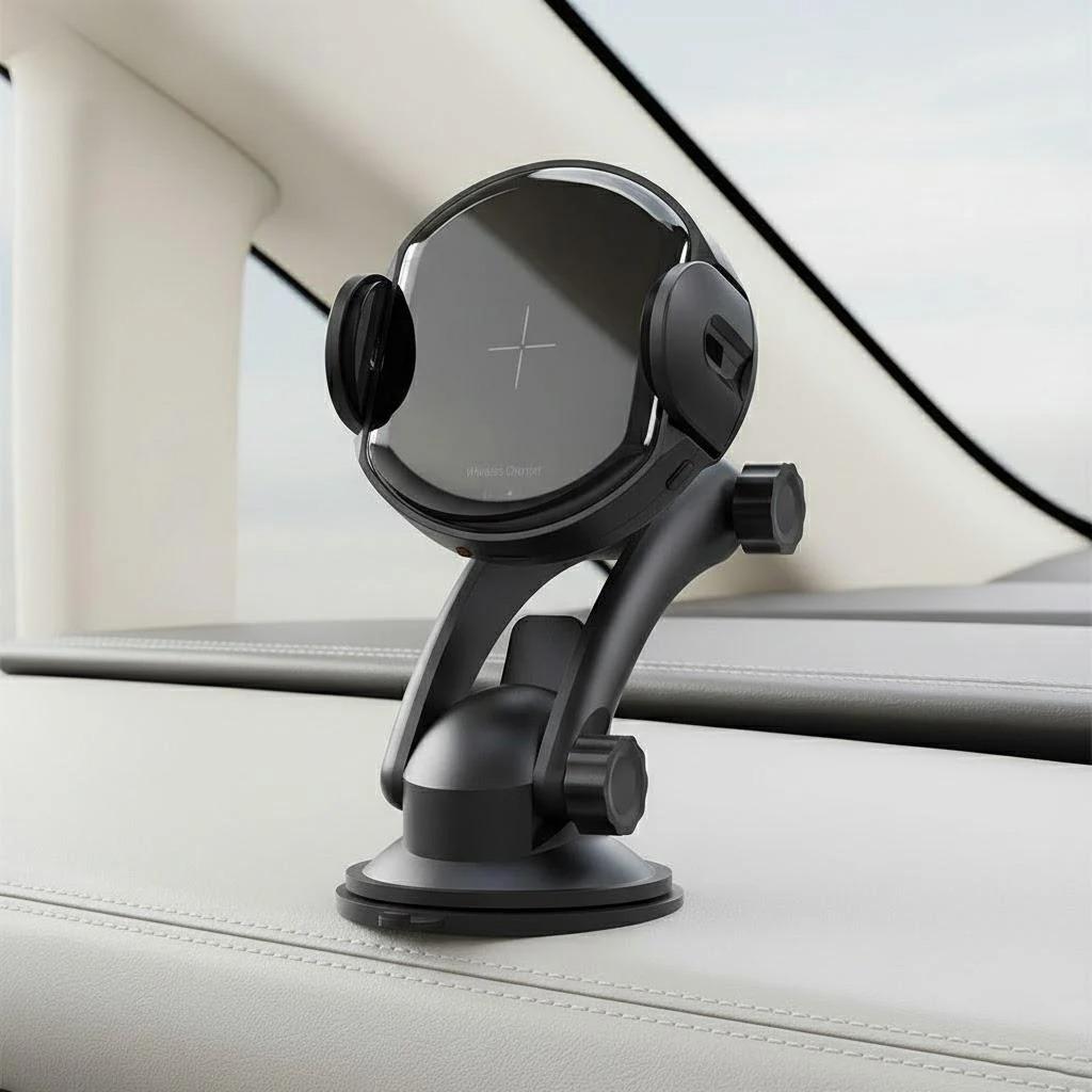 

10W Automatic Wireless Car Charger Mount Fast Charging for iPhone Samsung Android QC 2.0 3.0 Secure Dashboard Vent Clip чёрный