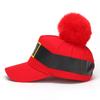 Christmas Baseball Cap Red Adjustable Baseball Cap With Furry Ball