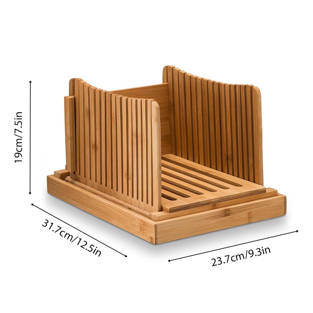 Bamboo Bread Slicer for Homemade Bread 3 Adjustable Thickness Foldable Easy To Clean Store Bread
