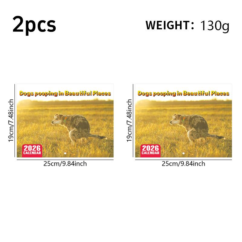 2026 Dog Pooping Calendar Funny Animal Humor Wall Calendar with Dogsh*t Design Novelty Gag Gift for Dog Lovers Office Home Decor