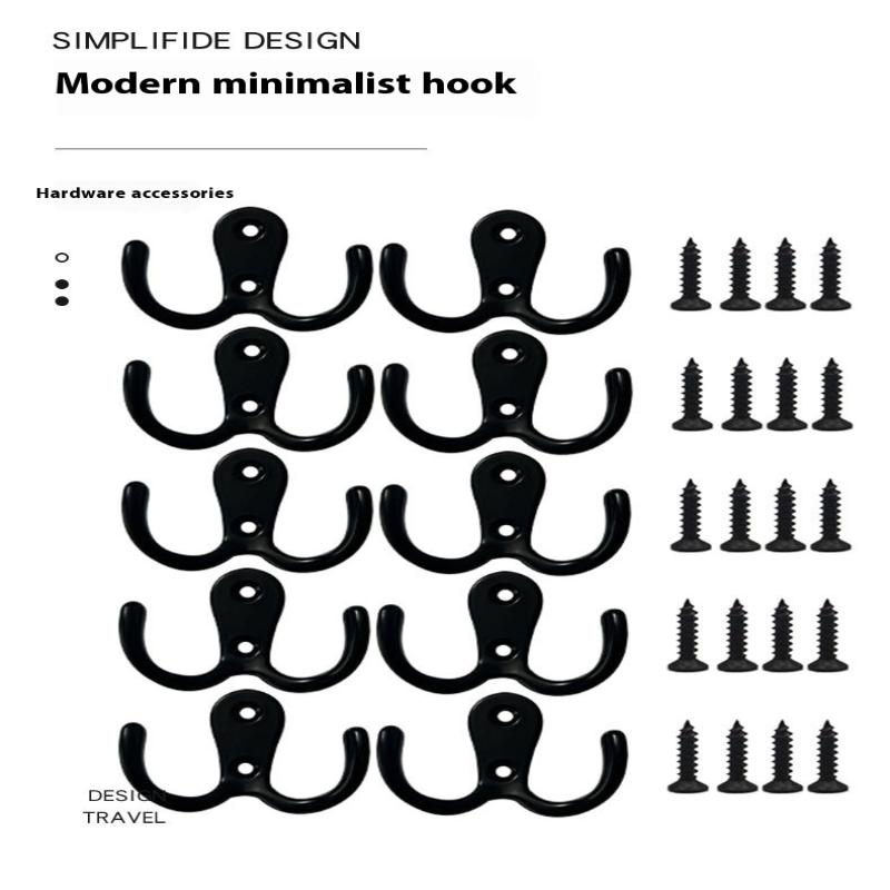 10/5Pcs Coat Hooks Wall-Mounted 2 Hole Towel Hanger For Coats Hat Clothing Home Storage Hook Wall Hook Towel Hanger For Hardware