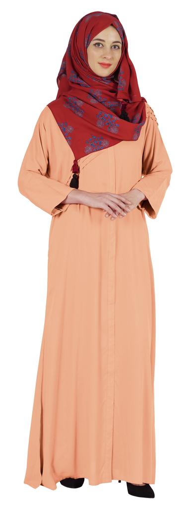 Bimba Islamic Clothes For Women Long Prayer Robe Maxi W  Printed Hijab Rayon Abaya Front Button Muslim