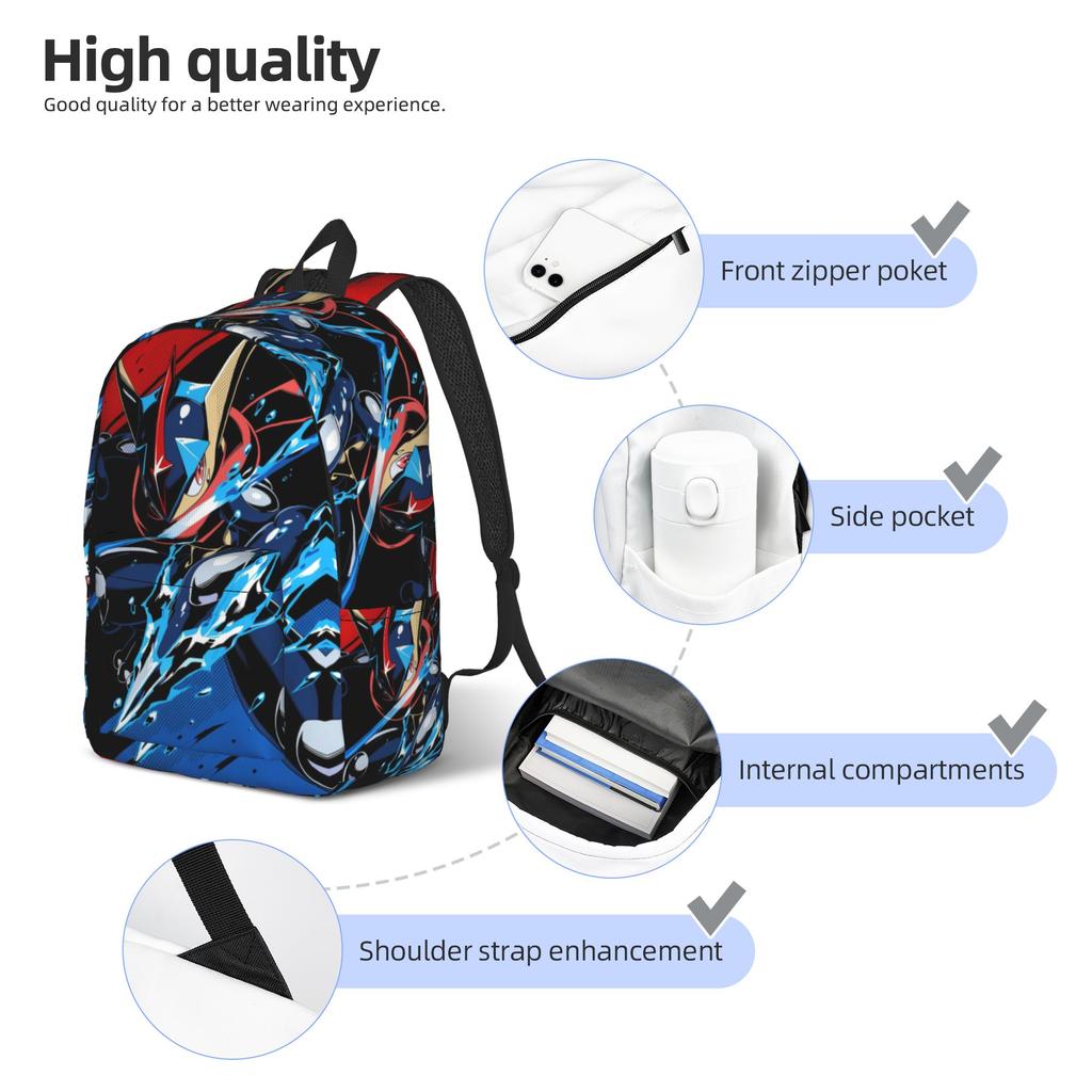 Fashion Pokemon Backpack  Mochilas Casual Camping Zipper Closure Rucksack