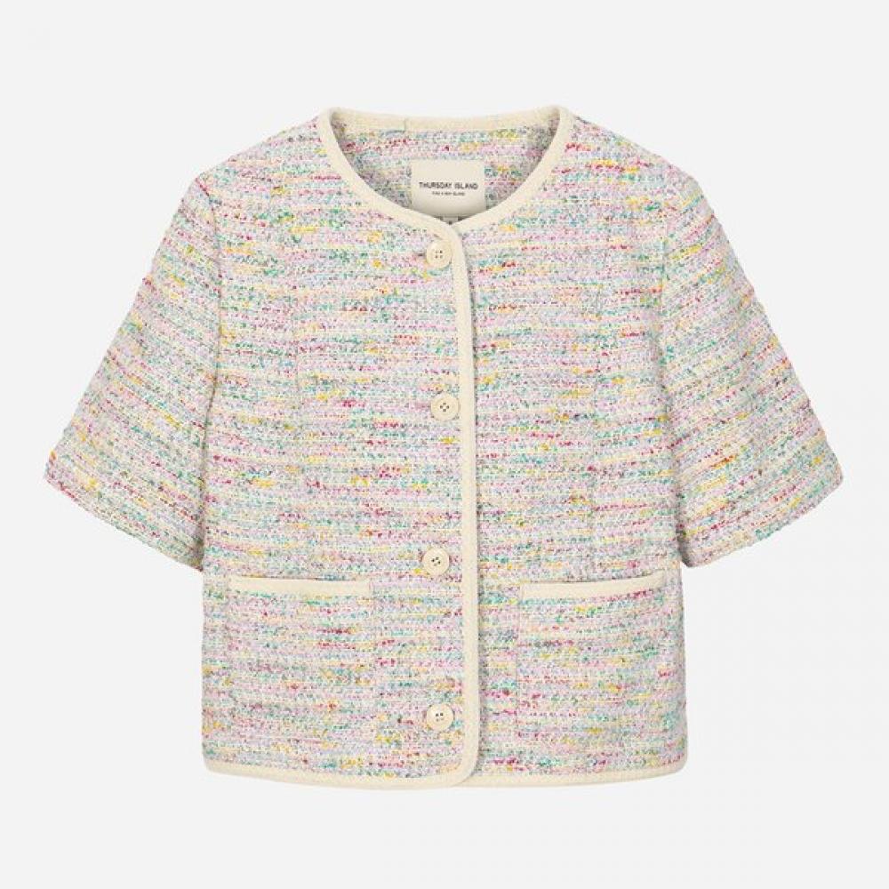 Thursday Island Women Multi Color Tweed Short Sleeve Jacket T264mjk240w