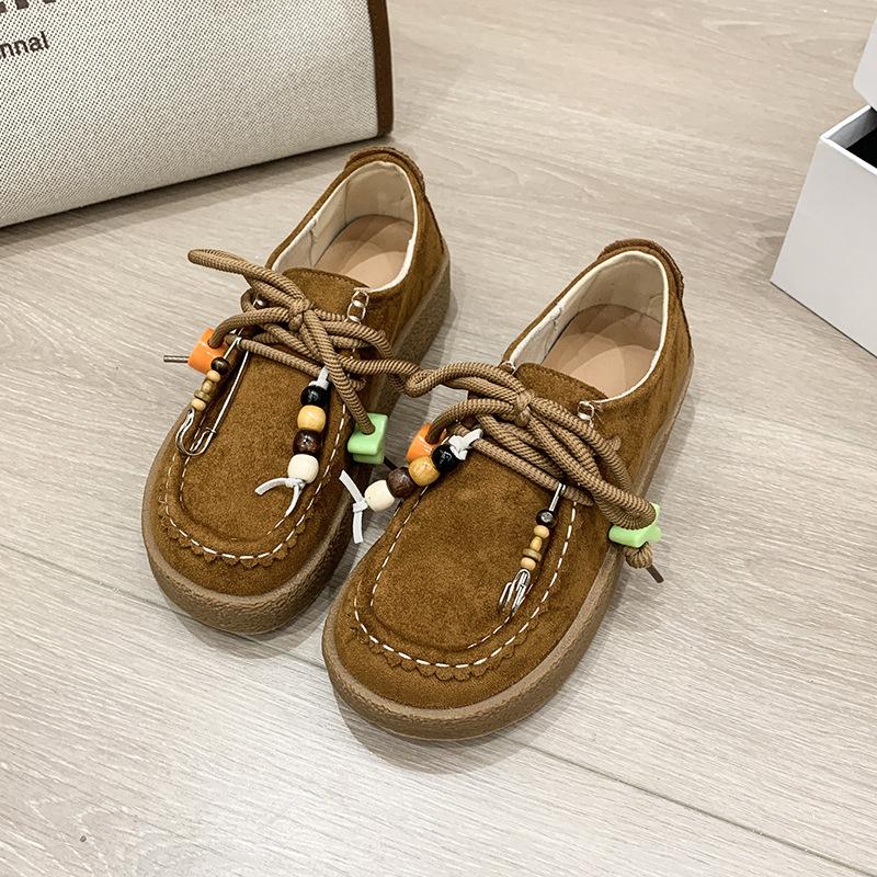 Casual kangaroo shoes retro suede loafers 2025 spring new casual single shoes platform biscuits German training shoes women