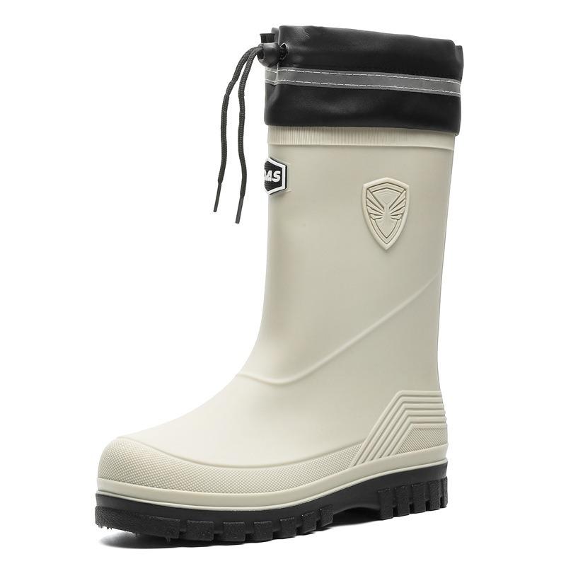 Bundle rain shoes men's medium tube non-slip waterproof shoes platform rain boots outdoor water boots thermal rubber shoes men's fashion