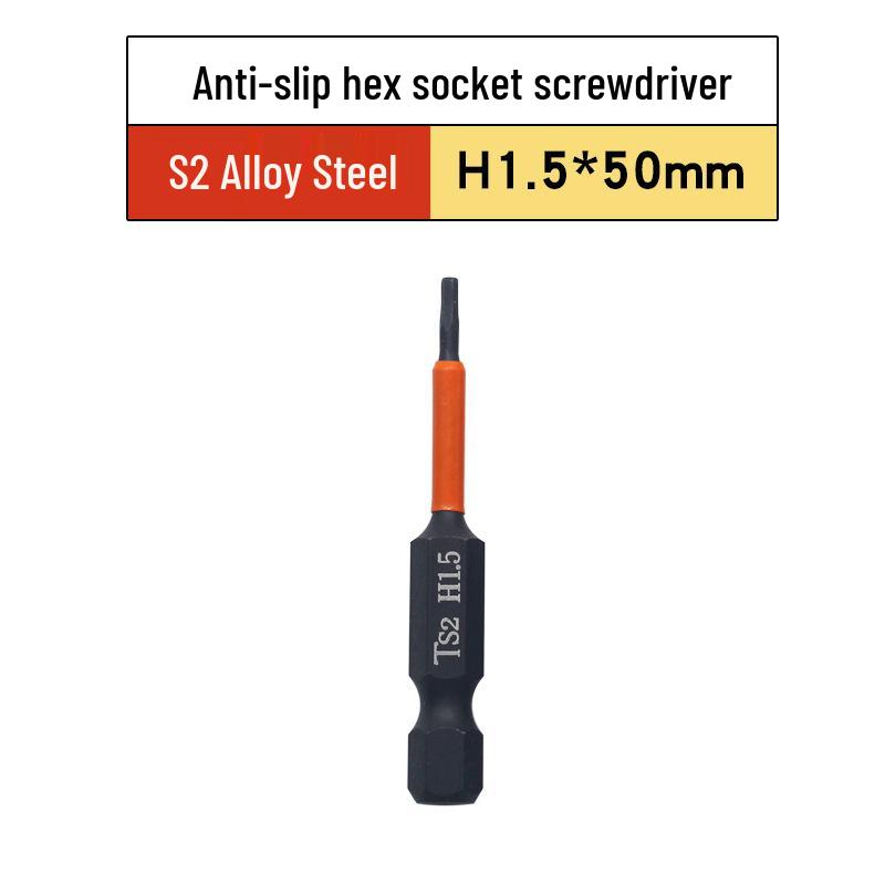 Hexagonal Magnetic Shock-Resistant S2 Screwdriver Bits for Electric and Pneumatic Drills