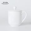 Hong Guanyao White Porcelain Large Capacity Office Cup with Lid and Saucer
