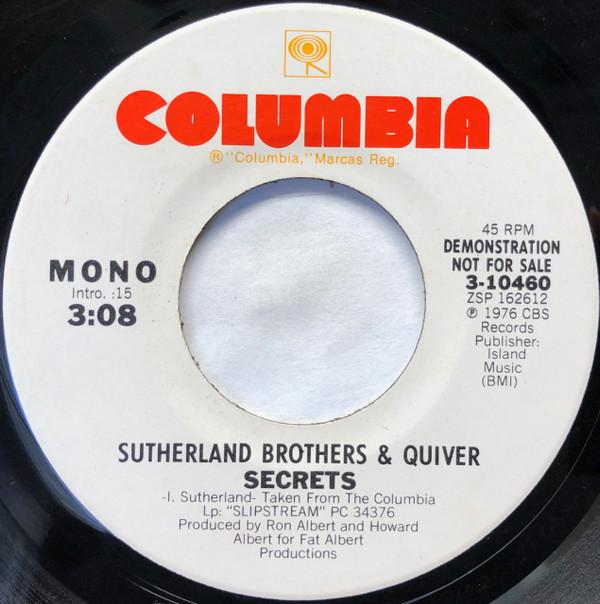 

7inch Record SUTHERLAND BROTHERS & QUIVER - Secrets 310460 Columbia 1976 US Rock Used