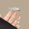 2pcs Opalescent Blue Flower Butterfly Hair Clips Chains Pearl Tassels Ethereal Fairycore Accents Hanfu Weddings Dreamy Romantic