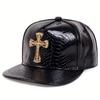 Unisex Cross Label Python patterned Leather Hip-hop Hats Spring Autumn Outdoor Adjustable Casual Baseball Caps Sunscreen Hat