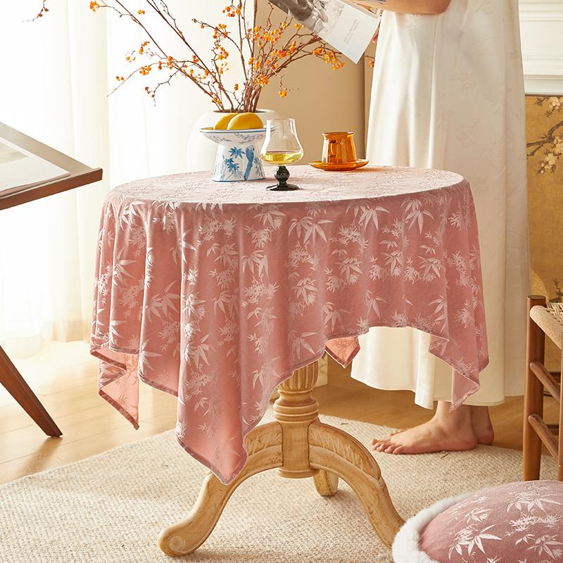 

Jacquard Polyester Fabric Dining Room Tablecloth Embroidery Bamboo Leaf Pattern Retro Table Cloth New Chinese Style Home Decor 60x60cm