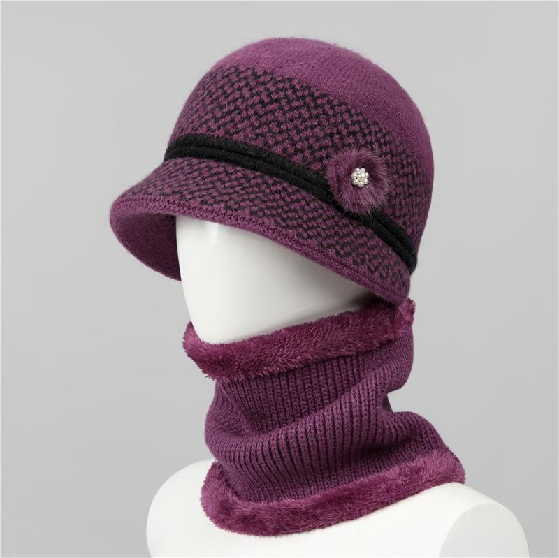 Hat Women'S Season Ear Protection Warm Mom Hat Fleece Thick Ear Protection Grandma Grandma Elderly Cotton Hat