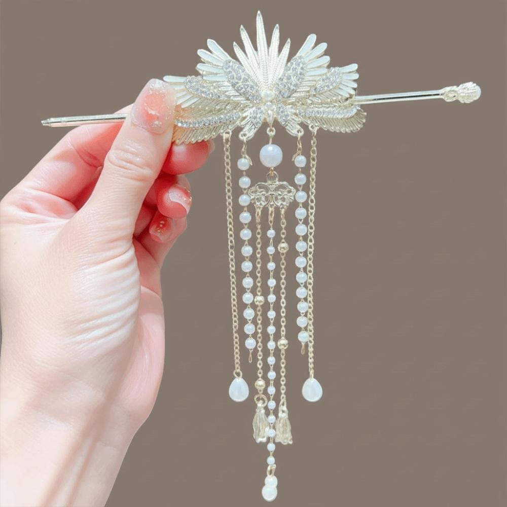Vintage Hanfu Hairpin Elegant Pearls Hair Sticks Gift Floral Hair Accessory  Wedding
