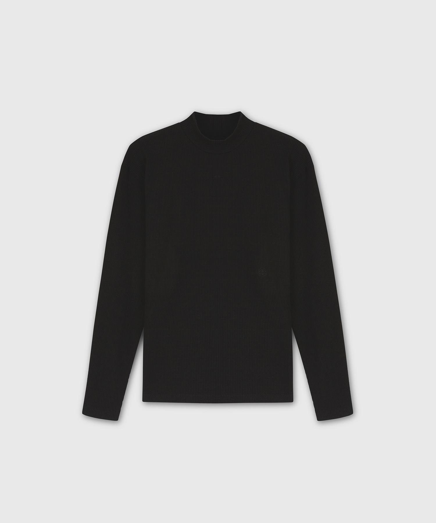 Taire Insignia Rib Mock Neck Top Black 1