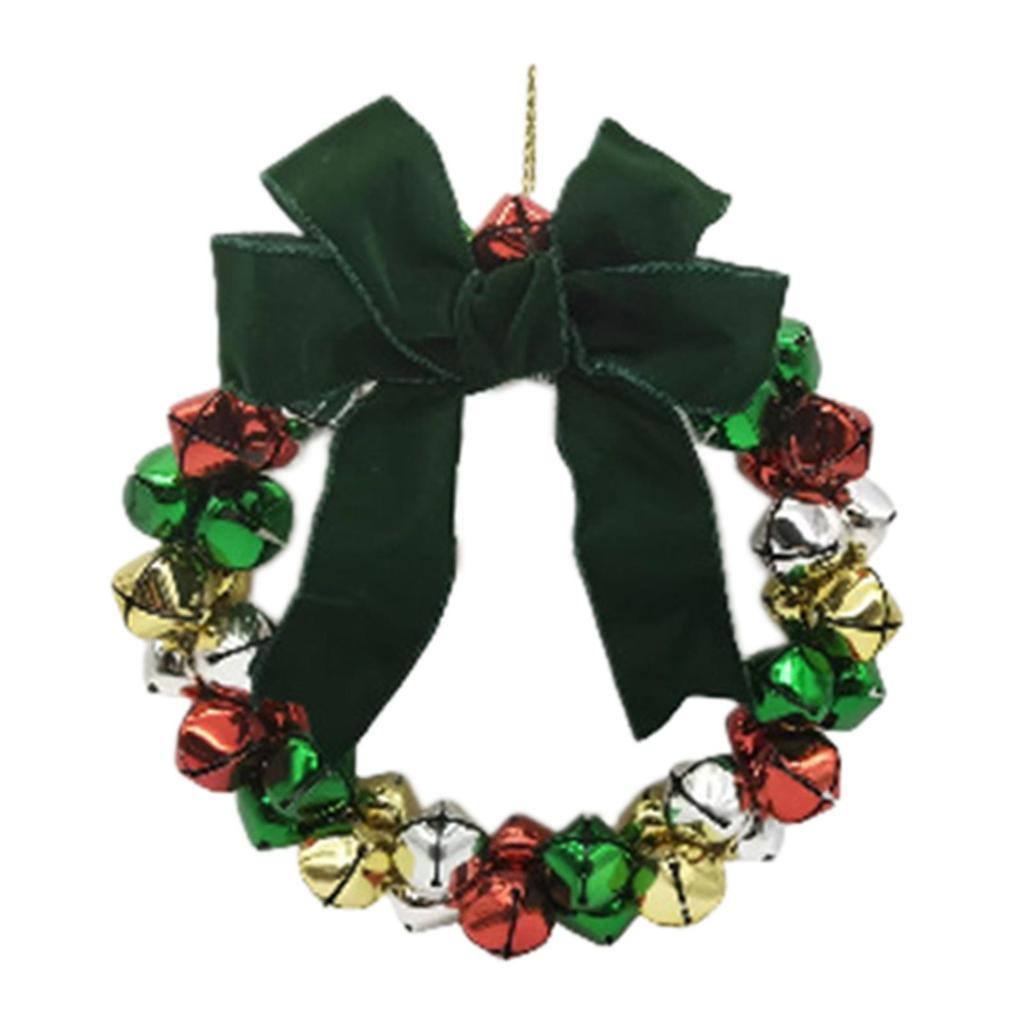 Christmas Bell Wreath with Bowknot Decorative Gift Hanging Decor Christmas Decoration Xmas Wreath for Outdoor Window Holiday