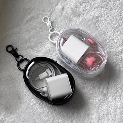 White Black PVC Transparent Cosmetic Bags Makeup Bag Jewelry Organizer Portable Data Cable Earphone Coin Charger Storage Pouches