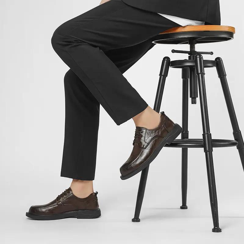 Genuine Leather Shoes Flat Mens Casual Shoes Cowhide Business Brand Male Footwear Soft Comfortable Black Comfortable Classic