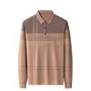 Spring Long-sleeved T-shirt Men's Middle-aged Men's Casual Striped T-shirt Lapel Tops Men's Clothing