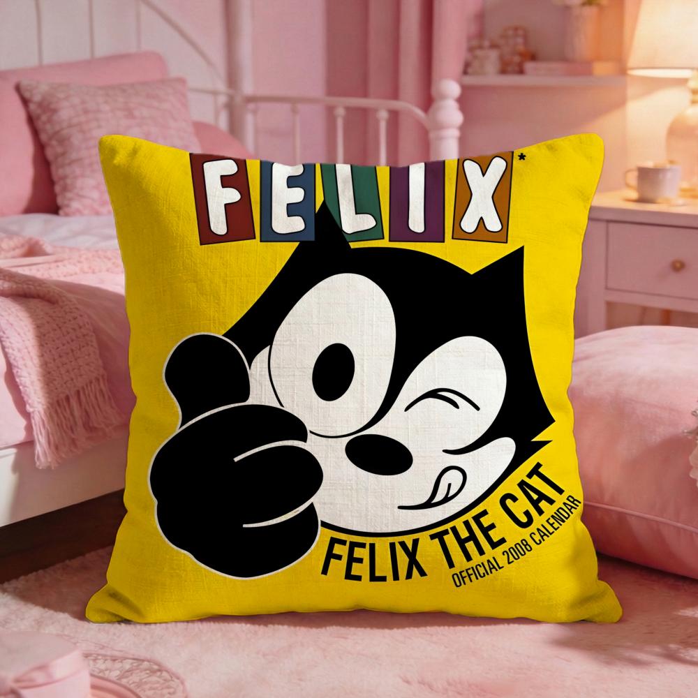 FFelixs The Cat Cute Cushion Cover Premium Comfort Reversible Pillow Cove Two In One Design For Any Room  Car Interior