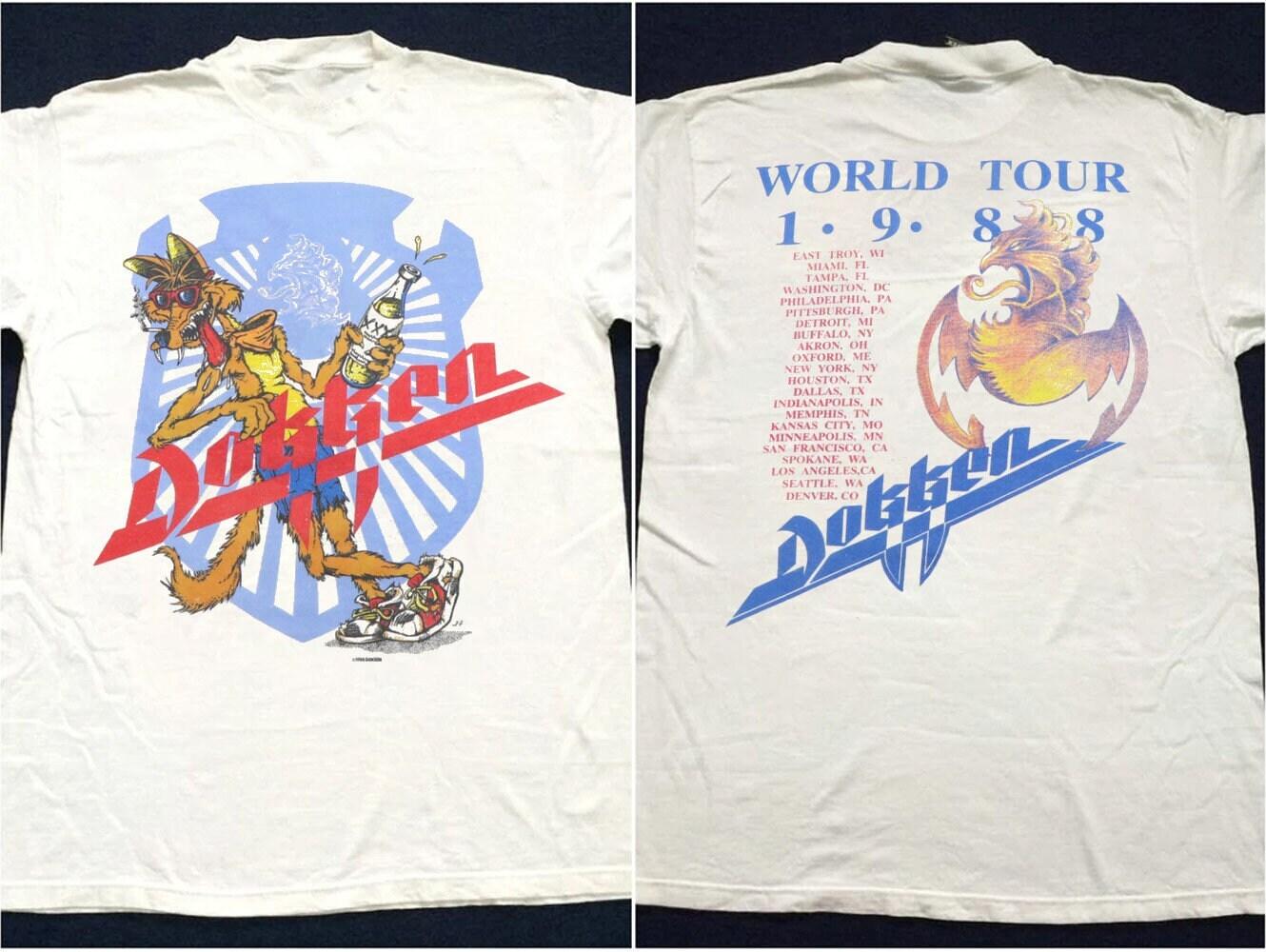 Dokken Band Shirt Dokken Band Tour 88 Cotton White Unisex T-shirt VN3476 XXXXL