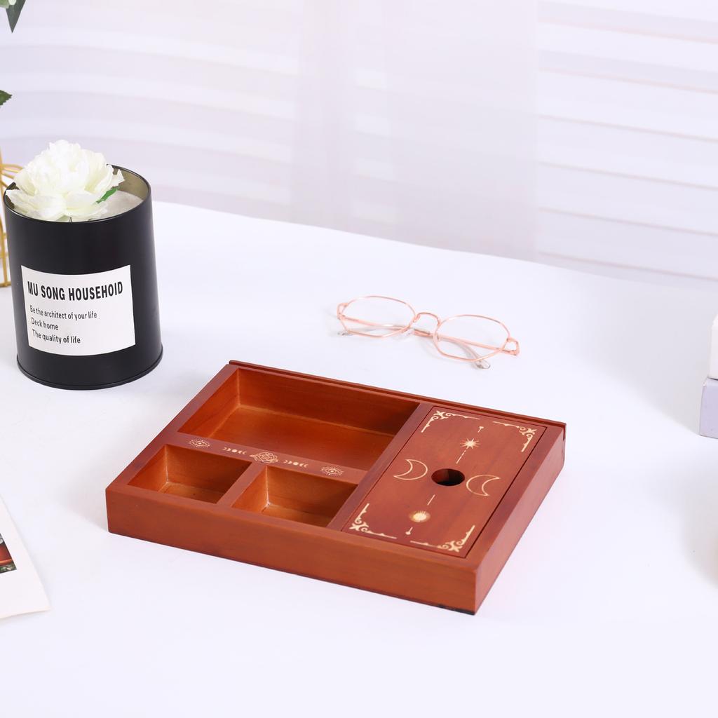 Wood Tarot Card Stand for Display and Storage Crystal Necklace Organizer Tray Decorative Divination Tool Holder Shelf