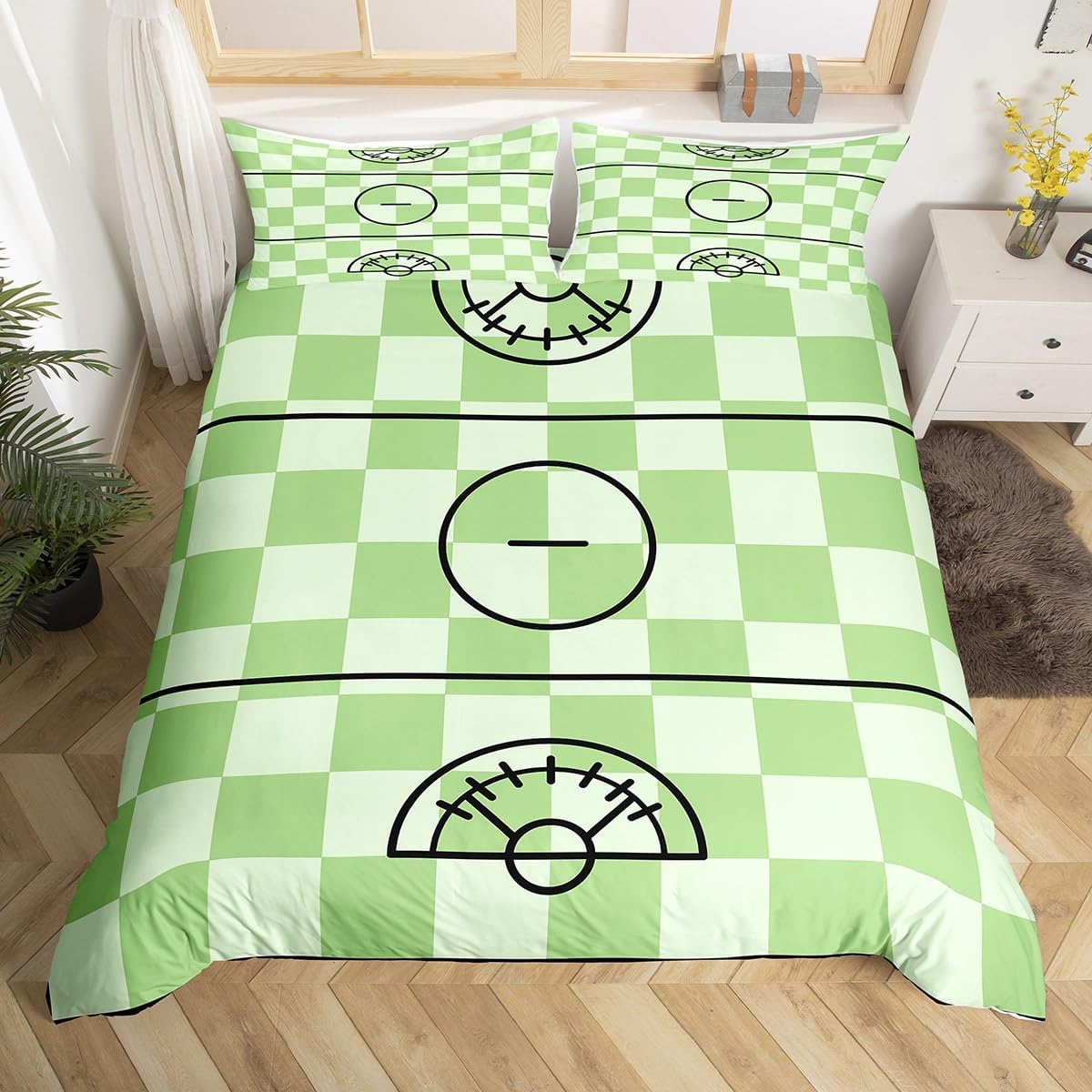 

Пододеяльник для хоккея с шайбой Твин Квин для детей мальчиков девочек юношей Зимние ледовые виды спорта Игры Пододеяльник Шлем Коньки Постельный комплект EU Single(135x200cm)