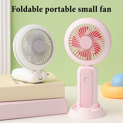 Faltbarer Handventilator mit Nachtlicht, wiederaufladbar über USB, Mini-Ventilator für Schreibtisch, Wohnheim, tragbar, leiser Ventilator für Studenten, Büro, Reisen
